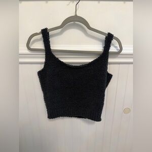 SKIMS Black Fuzzy Cropped Tank